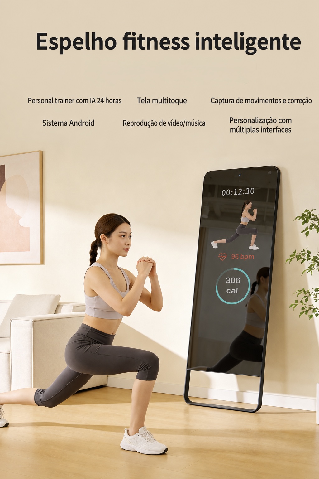 Espelho Fitness Inteligente com IA – Treinamento Interativo em Tempo Real